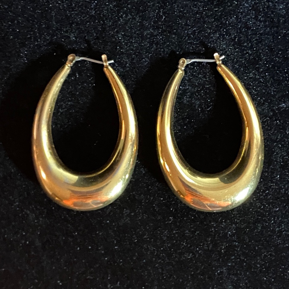 Large Vintage Gold Plated Hoop Earrings